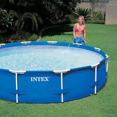 Intex Metal Frame Above Ground Swimming Pool w/Pump, Filter Cartridge(6 Pack)& Cover Steel in Blue/Gray/White | 30 H x 144 W x 144 D in | Wayfair