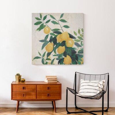 Red Barrel Studio® Painterly Lemons - Wrapped Canvas Painting Canvas in Gray Green Yellow | 30 H x 30 W x 1.25 D in | Wayfair