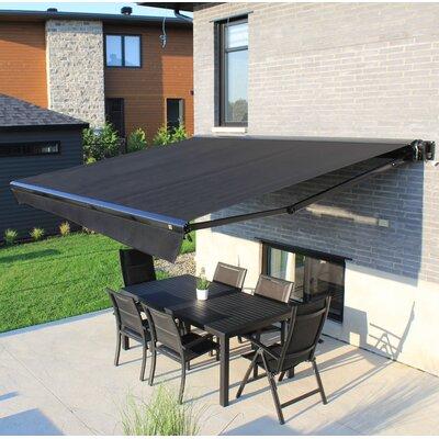 Multiple Awnings Brasilia Europa Semi-Cassette Retractable Patio Awning, Integrated Covered Awning, Glossy Black Structure | Wayfair
