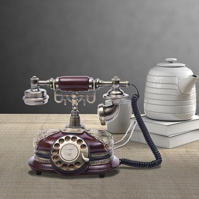 YYBSH Vintage Handset Landline Rotary Dial Telephone, Resin in Red | 9.84 H x 7.87 W x 6.29 D in | Wayfair 51116