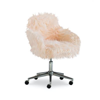 Fenton Faux Fur Office Chair Pink by Linon Home Décor in Pink