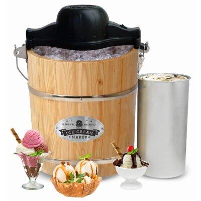 Elemant Trade Old-Fashioned Ice Cream Maker w/ Electric Motor & Hand Crank in Brown, Size 18.0 H x 13.0 W x 13.0 D in | Wayfair ElemantTraded655412