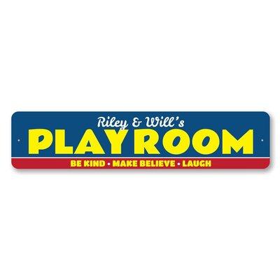 Lizton Sign Shop, Inc Children's Playroom Aluminum Sign Metal in Blue/Gray/Yellow | 6 H x 24 W x 0.063 D in | Wayfair 2079-A624