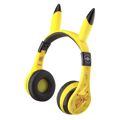 Pokémon Kids Volume Limiting Bluetooth Headphones with Microphone, Rechargeable Battery and Adjustable Headband