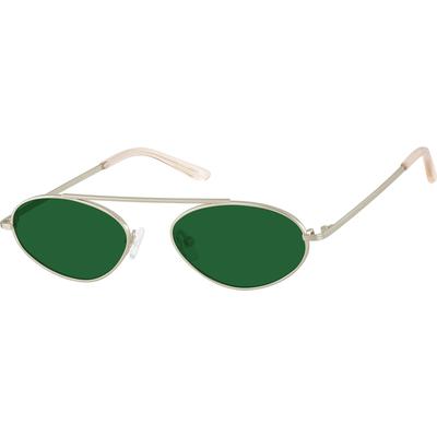 Zenni Women's Oval Rx Sunglasses Gold Metal Full Rim Frame