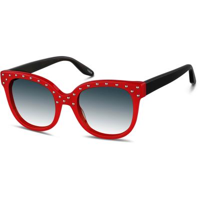 Zenni Women's Square Rx Sunglasses Red Plastic Full Rim Frame