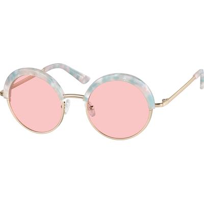 Zenni Women's Round Rx Sunglasses Pink Tortoiseshell Full Rim Frame