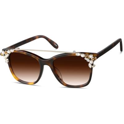Zenni Women's Square Rx Sunglasses Tortoiseshell Plastic Full Rim Frame