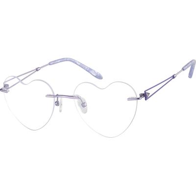 Zenni Women's Heart Rimless Prescription Glasses Purple Titanium Frame