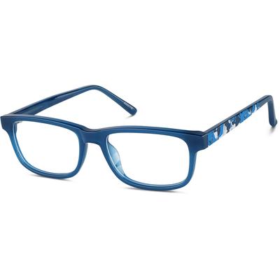 Zenni Kids Rectangle Prescription Glasses Blue Plastic Full Rim Frame