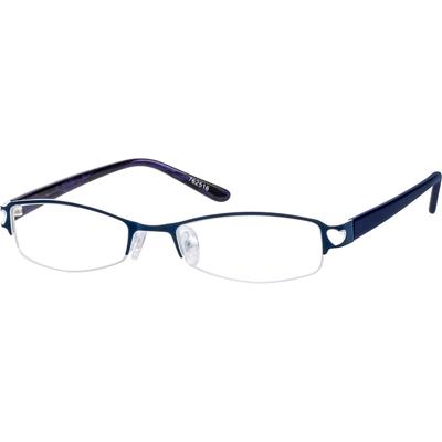 Zenni Women's Rectangle Prescription Glasses Half-Rim Blue Plastic Frame