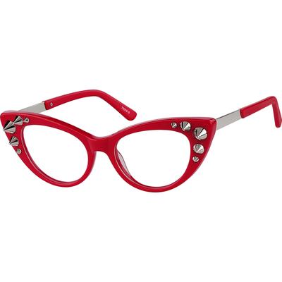 Zenni Women's Retro Cat-Eye Prescription Glasses Red Mixed Full Rim Frame