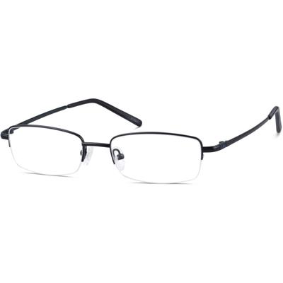 Zenni Men's Lightweight Rectangle Prescription Glasses Half-Rim Black Memory Titanium Frame