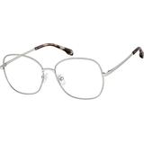 Zenni Women's Square Prescription Glasses Silver Tortoiseshell Stainless Steel Full Rim Frame