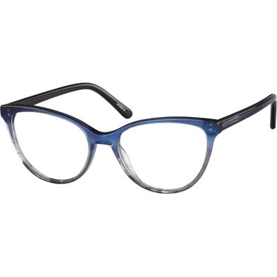 Zenni Women's Cat-Eye Prescription Glasses Blue Plastic Full Rim Frame