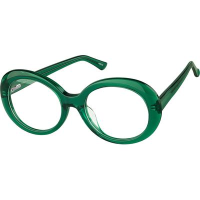 Zenni Women's Oval Prescription Glasses Green Plastic Full Rim Frame