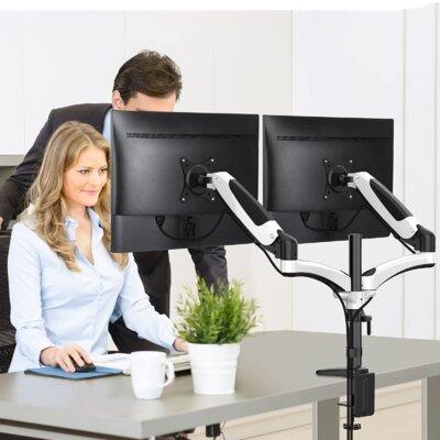 Furnimics Dual Monitor Stand, Fits Two 13 To 27 Inch Flat, Arm Desk Vesa Bracket in Black, Size 6.69 H x 1.97 W in | Wayfair CD-HNDSK1