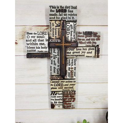 Trinx Blagiu Inspirational Wall Cross Of Faith Love Hope Peace Joy Strength Worship Praise Prayer Bible Verses Quotes Psalms Proverbs Collage Style Resin
