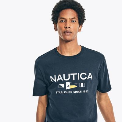 Nautica Men's Do Not Make Live - Signal Flag Logo Graphic Sleep T-Shirt Navy, S