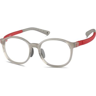 Zenni Kids Round Prescription Glasses w/ Strap Gray flexible Plastic Full Rim Frame