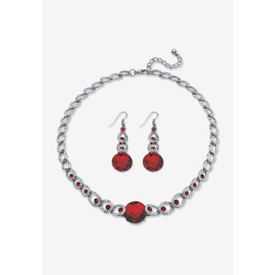 Plus Size Women's Silver Tone Collar Necklace and Earring Set, Simulated Birthstone by PalmBeach Jewelry in January