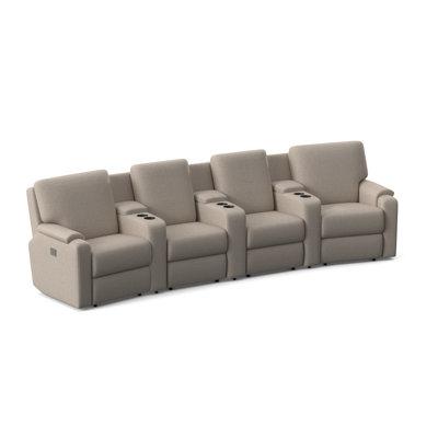 Wayfair Custom Upholstery™ Chaim Home Theater Sectional, Linen in Brown, Size 42.0 H x 156.0 W x 40.0 D in C9C7EA12728A42179FD89AF38F303BB2