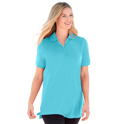 Plus Size Women's Perfect Short-Sleeve Polo Shirt by Woman Within in Seamist Blue (Size L)
