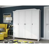 Charlton Home® Kyle 100% Solid Wood 4-door Wardrobe Armoire Wood in White | 76.5 H x 72.25 W x 22.25 D in | Wayfair