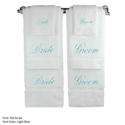 Bare Cotton Luxury Hotel & Spa Bride & Groom 6 Piece Wedding Engagement Anniversary Gift Towel Set Terry Cloth/Turkish Cotton in Gray | Wayfair