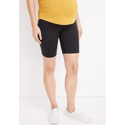 Maurices Women's Black Over The Bump Luxe Maternity Bike Shorts Size X Small