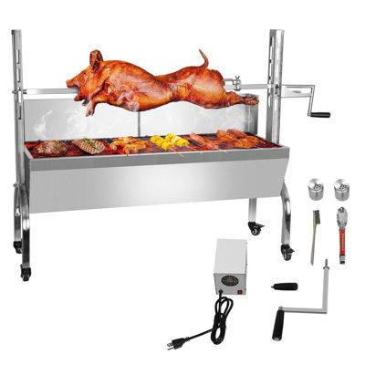Domccy® 49" Stainless Steel Rotisserie Charcoal Grill Stainless Steel in Gray | 43 H x 46 W x 17.7 D in | Wayfair Wayfair04-3558199-01