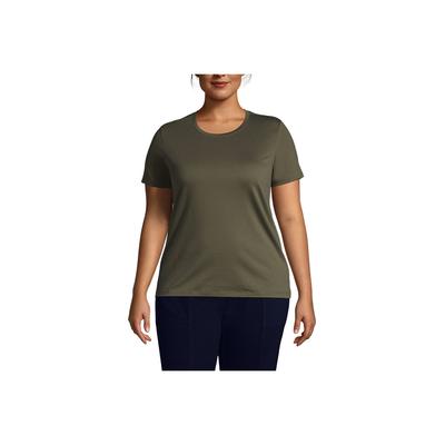 Women's Plus Size Relaxed Supima Cotton Short Sleeve Crewneck T-Shirt - Lands' End - Green - 2X