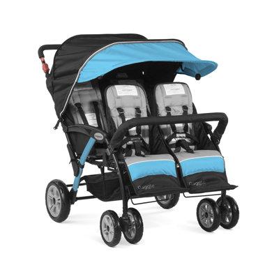 Gaggle Compass Quad 4-Seat Tandem Stroller, Rubber in Blue/Black | 46.5 H x 39.5 W x 53 D in | Wayfair 9908933