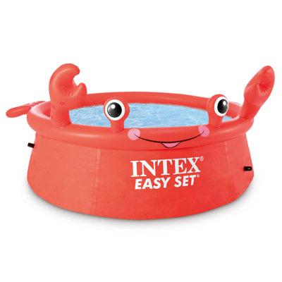 Intex Happy Crab Easy Set 6ft x 20in Round Inflatable Ring Kiddie Pool Plastic in Red | 20 H x 72 W x 72 D in | Wayfair 26100EH