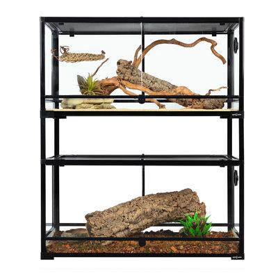 REPTIZOO 100 Gallon Lizards Terrarium Wood/Glass/Metal in Brown | 36 H x 18 W x 18 D in | Wayfair RK361818TWO