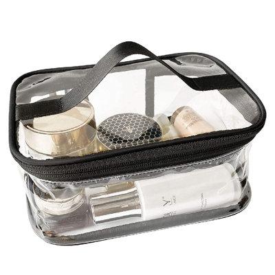 Rebrilliant Toiletry Bag Makeup Cosmetic Clear Bag Portable Waterproof Transparent Travel Storage in Black | 3.95 H x 8.67 W x 6.7 D in | Wayfair