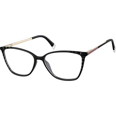 Zenni Women's Cat-Eye Prescription Glasses Black Mixed Full Rim Frame