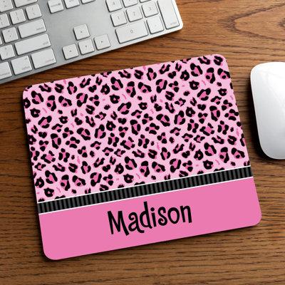 Trinx Dressel Sassy Leopard Mouse Desk Pad Plastic in Black/Pink | 8 H x 9 W x 0.24 D in | Wayfair 309FAE9549F24724BCFBA604C78BB8AB