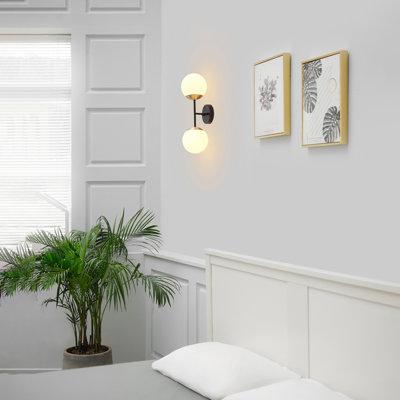 Globe Electric Company Celestia 2 - Light Dimmable Armed Sconce Glass/Metal in Black | 19.5 H x 6.3 W x 7.13 D in | Wayfair 91002255