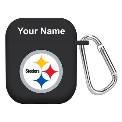 Black Pittsburgh Steelers Personalized AirPods Case Cover