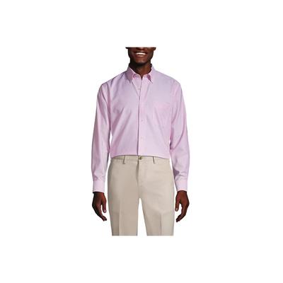 Men's Pattern No Iron Supima Oxford Dress Shirt - Lands' End - Pink - 16H35