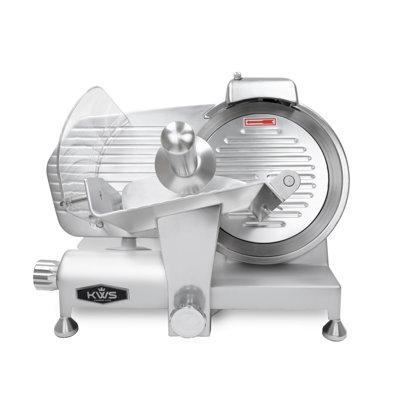 KWS KitchenWare Station KWS 320W 10-Inch Electric Meat Slicer + Stainless Blade, Extended Space, Frozen Meat Cheese Slicer in Gray | Wayfair