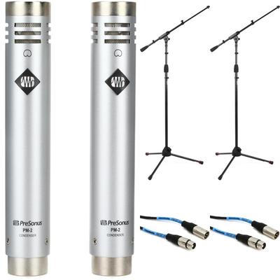 PreSonus PM-2 Small-Diaphragm Condenser Microphone Bundle with Stand and Cable - Matched Pair