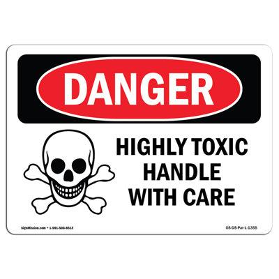 SignMission Highly Toxic Handle w/ Care Sign Aluminum in Black/Gray/Red | 12 H x 18 W x 0.1 D in | Wayfair OS-DS-A-1218-L-1355