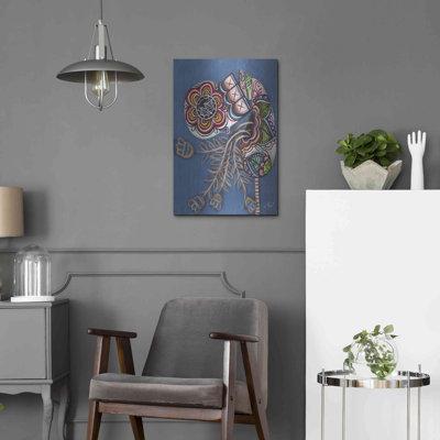 Trinx Interior Garden by Abril Andrade - Unframed Painting on Metal in Blue/Green/Red | 24 H x 16 W x 0.13 D in | Wayfair