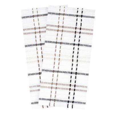 Royale 2Pk Check Kitchen Towel by Brylane Home in Latte