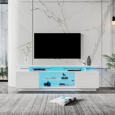 Wrought Studio™ TV Stand for 80 Inch TV Stands, Media Console Entertainment Center Table w  Storage Cabinet in White | Wayfair