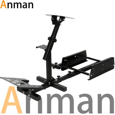 Anman Racing Simulator Wheel Stand fit Logitech Thrustmaster Fanatec NO Steering Wheel Pedal SEAT, Steel in Black | 29 H x 12 W x 55 D in | Wayfair