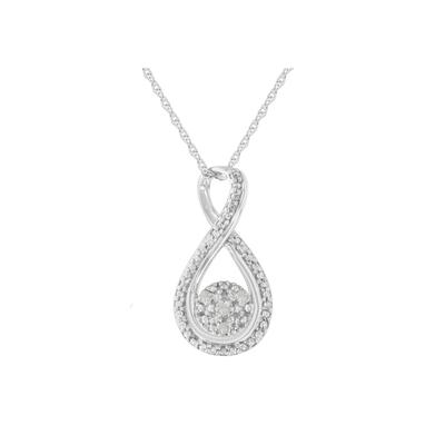 Women's Sterling Silver Diamond Accent Infinity Pendant Necklace by Haus of Brilliance in White