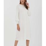 Ornella Paris Women's Sweater Dresses WHITE - White Ribbed Jewel-Neck Sweater Dress - Women & Plus
